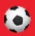 Ballon de football classique sur fond rouge.