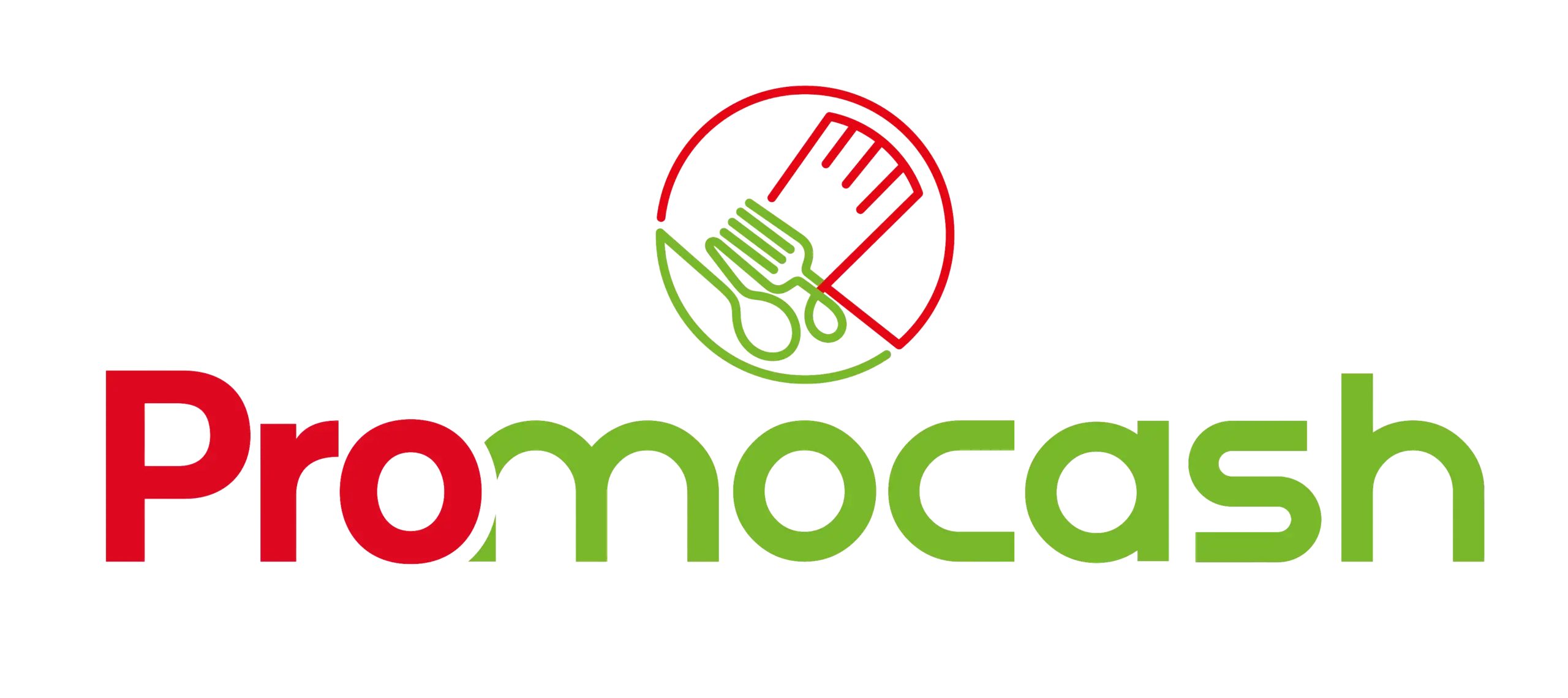 Logo Promocash avec icônes de couteau et fourchette
